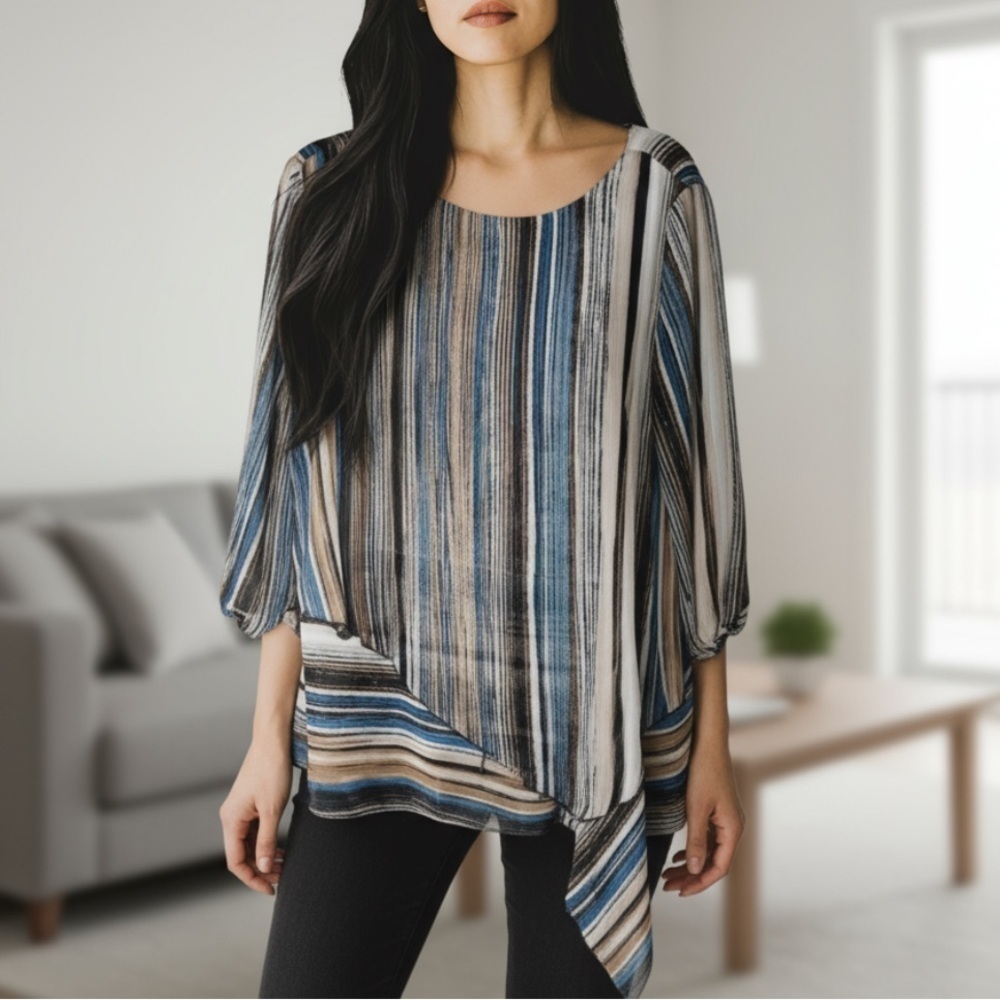 Travelers Collection by Chico’s striped layered blouse 2P